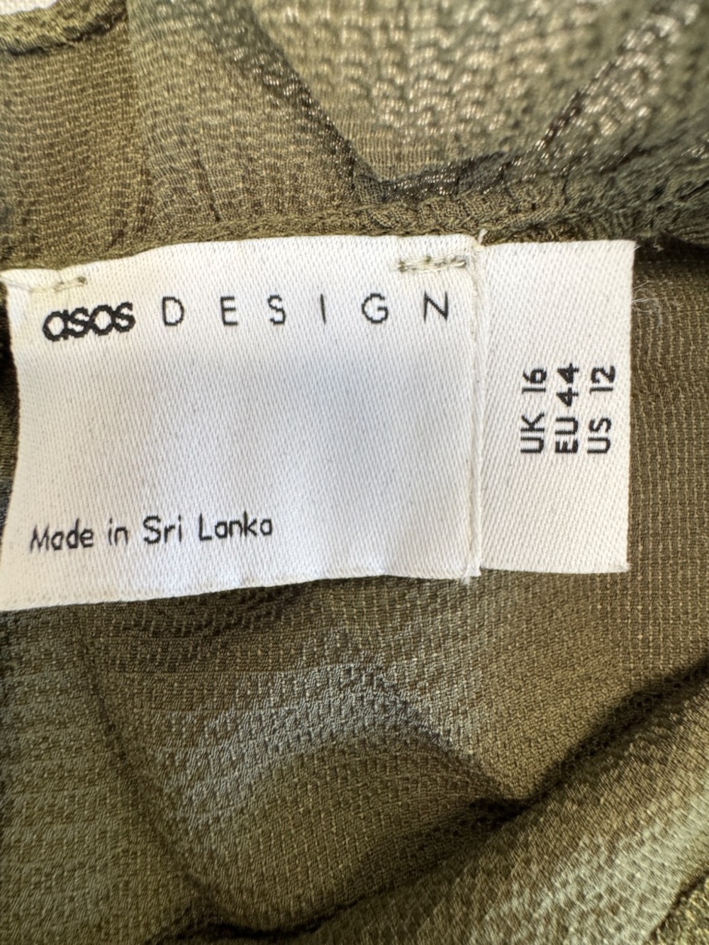 ASOS Olive Green High Neck Long Sleeve Mini Ruffle Dress Size 12 - Picture 10 of 11
